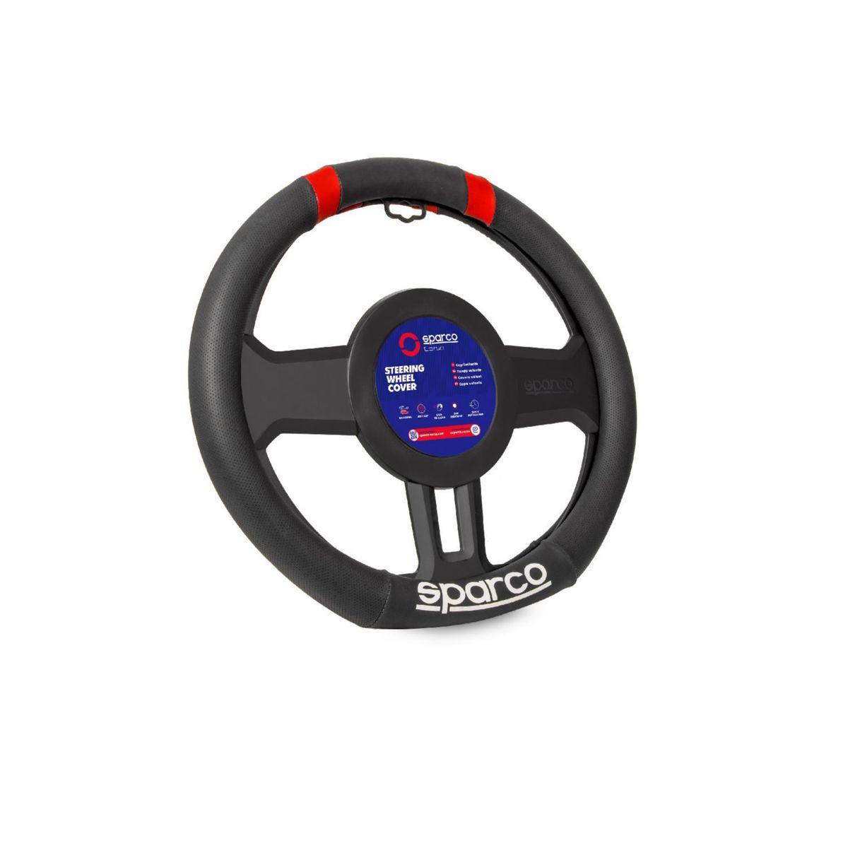 SPARCO - FUNDA DE TIMON DEPORTIVO CON DETALLE ROJO SPARCO