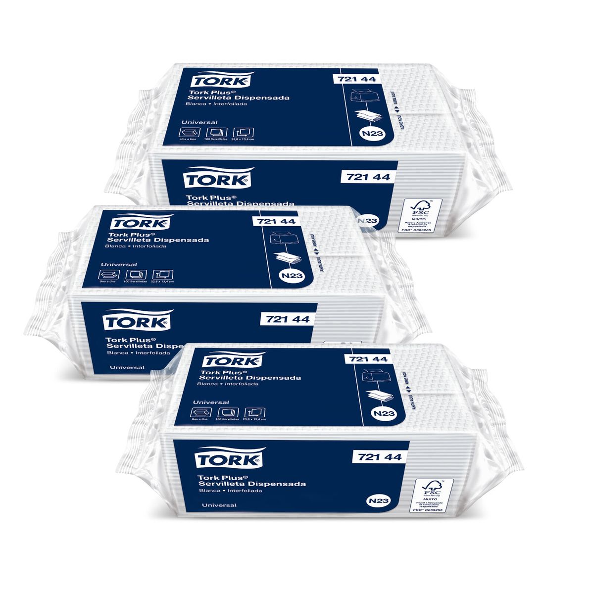 TORK - Servilleta Plus Tork Hoja Simple Blanca 3 paq x 100un