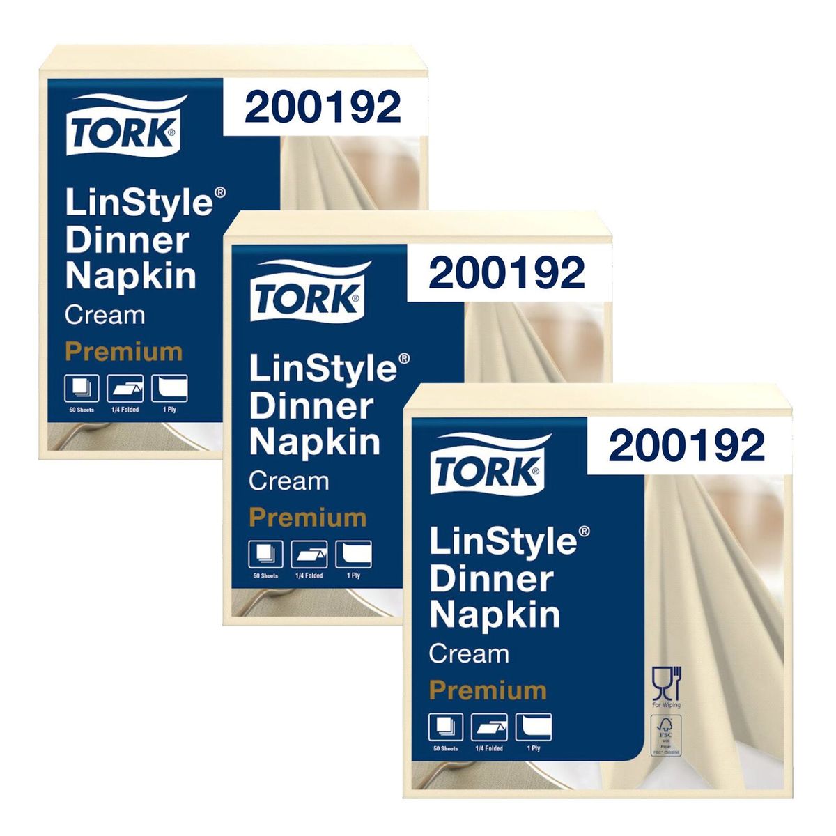 TORK - Servilleta Tipo Tela Tork Linstyle Crema 3 paq x 50un