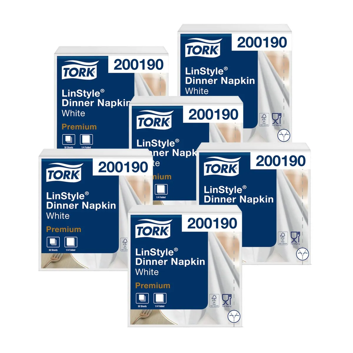 TORK - Servilleta Tipo Tela Tork Linstyle Blanca 6 paq x 50un