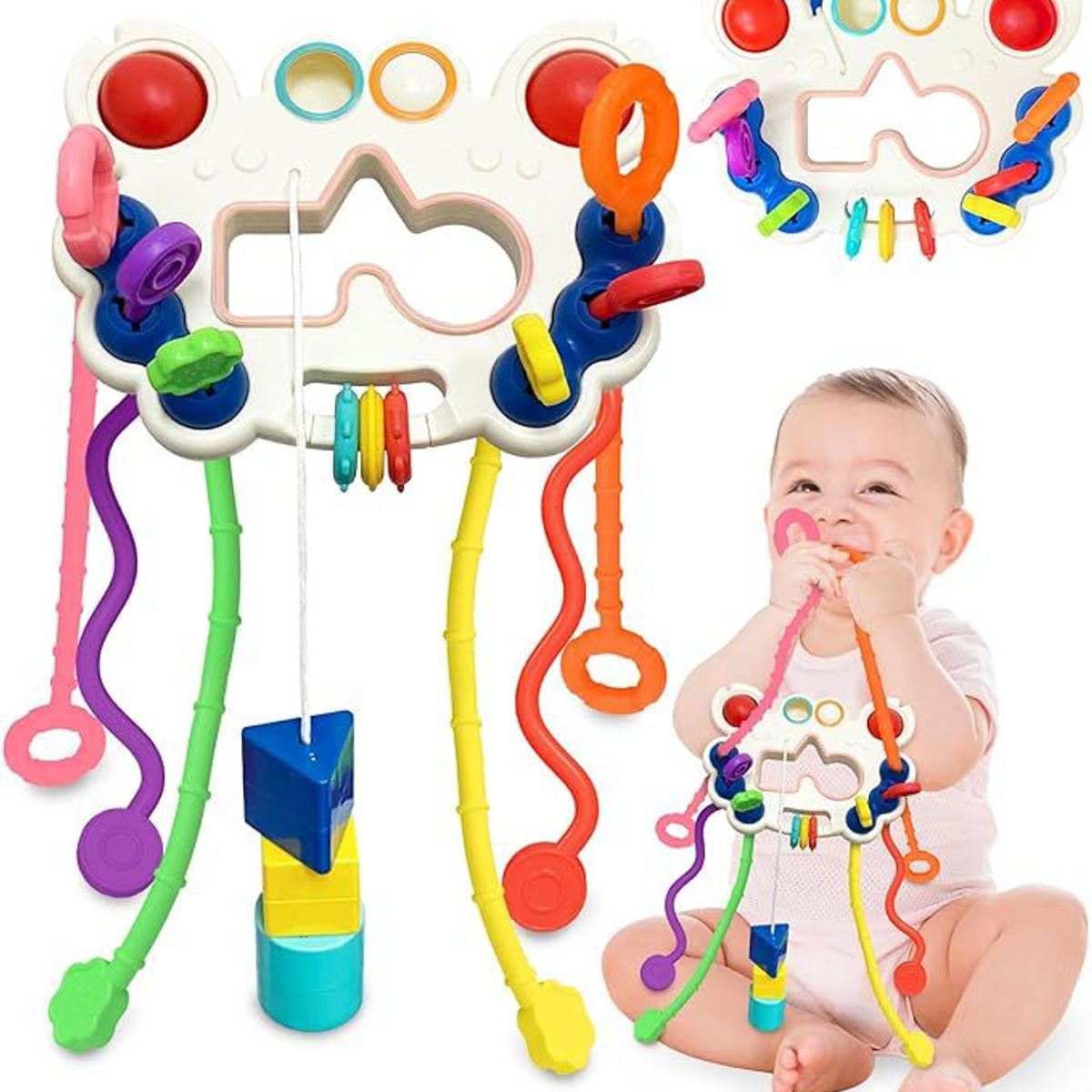 GENERICO - Juguete Sensorial de 6 Cuerdas y Encajes Para Bebes 5en1