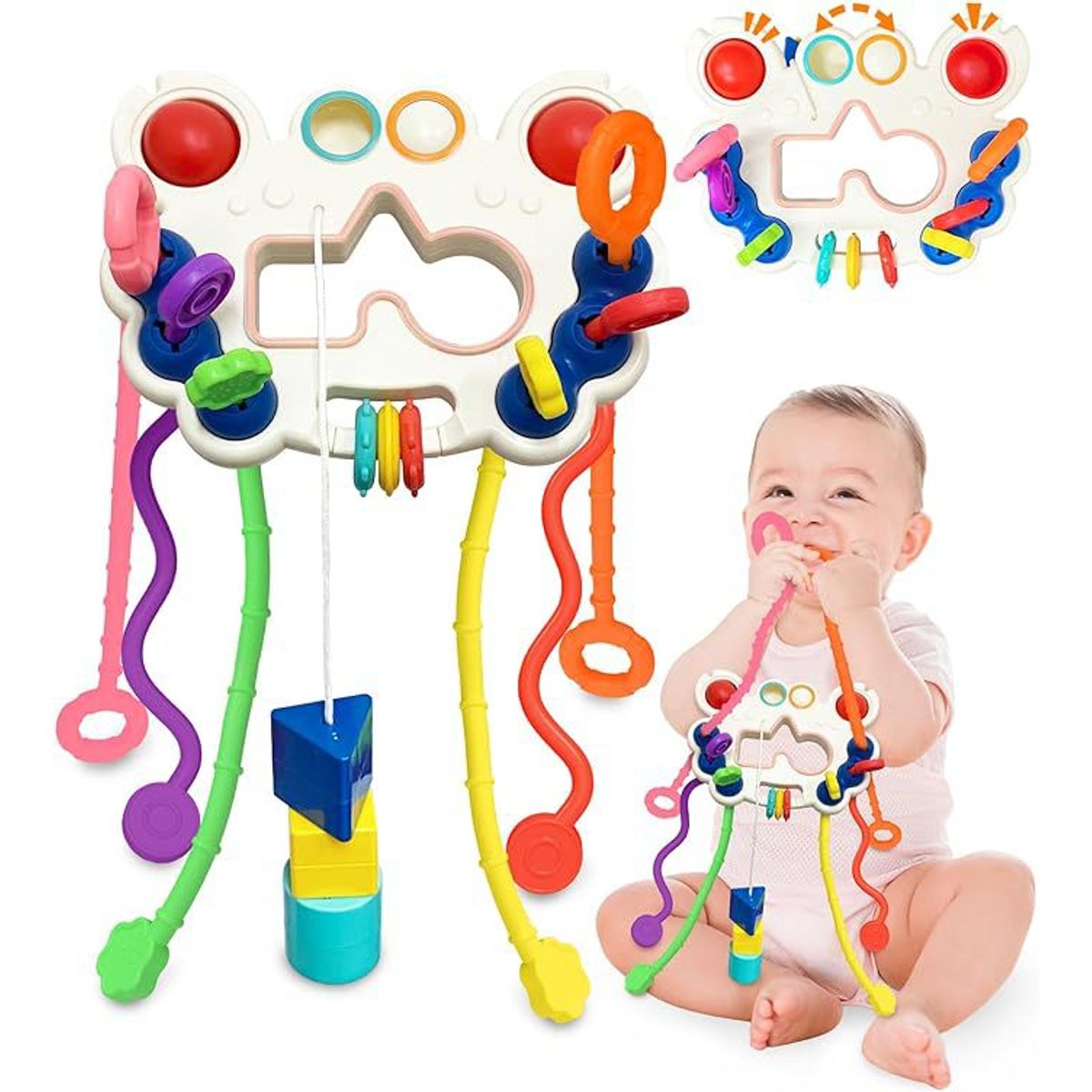 GENERICO - Juguete Sensorial de 6 Cuerdas y Encajes Para Bebes 5en1