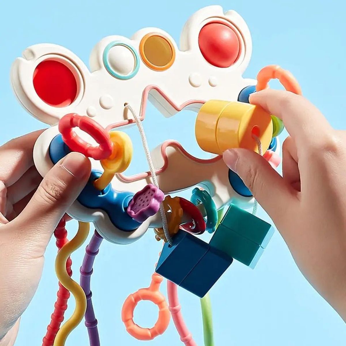 GENERICO - Juguete Sensorial de 6 Cuerdas y Encajes Para Bebes 5en1