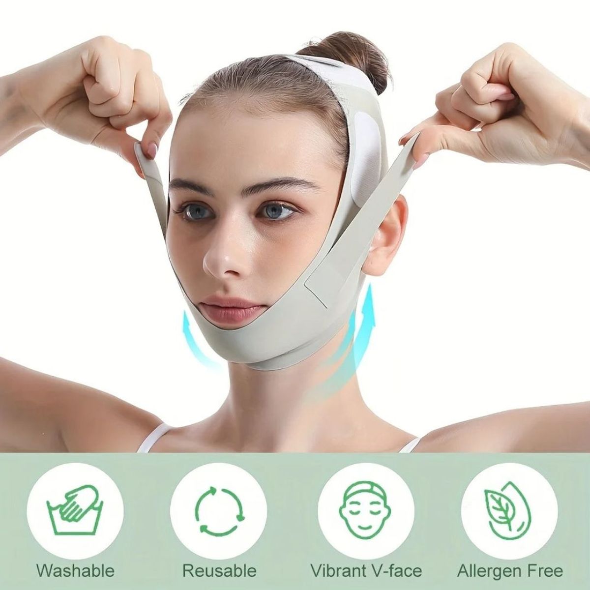 GENERICO - Faja Facial Mentonera Ajuste Lateral Control Papada Doble Mentón Verde