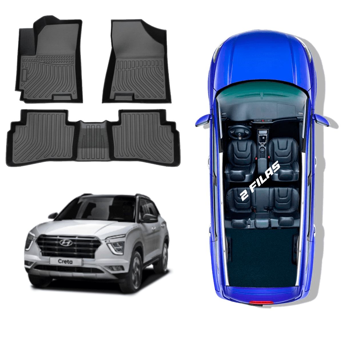 GENERICO - PROTECTOR CUBRE PISO 5D TPE HYUNDAI CRETA 2020-2023