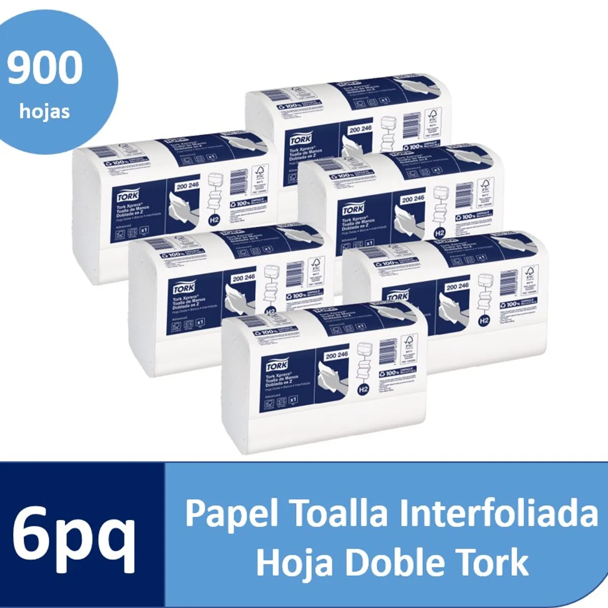 TORK - Papel Toalla Interfoliada Tork Xpress® 6 paq x 150 hojas