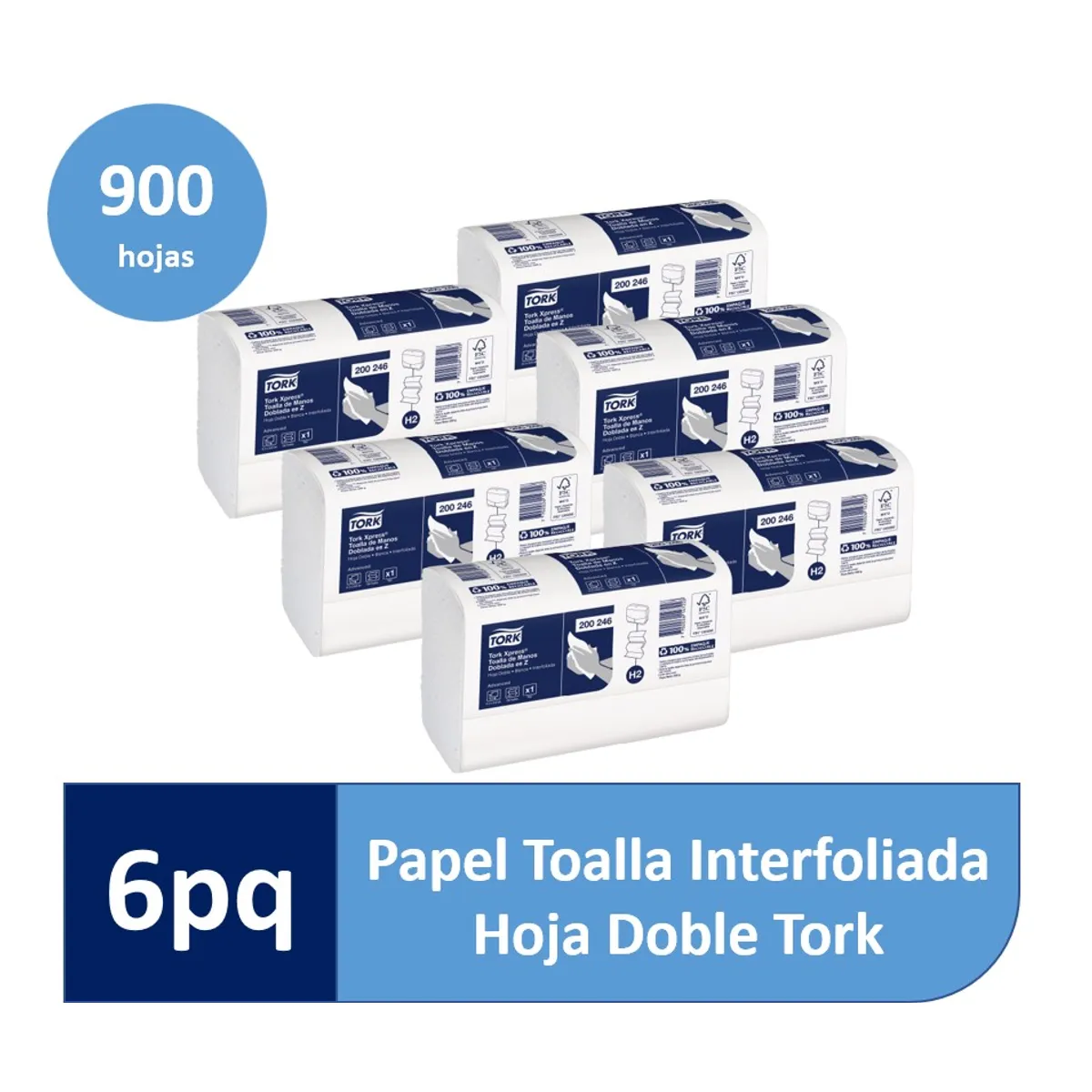 TORK - Papel Toalla Interfoliada Tork Xpress® 6 paq x 150 hojas