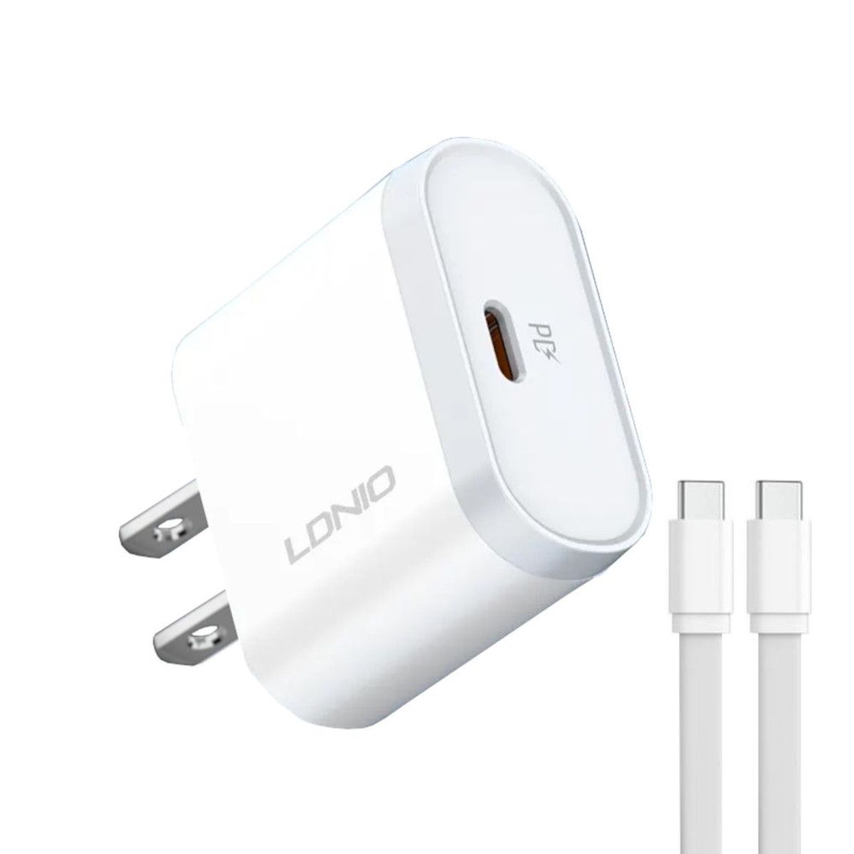 LDNIO - Cargador de 20W Carga Rápida Q111 USB-C Incluye Cable USB-C a USB-C