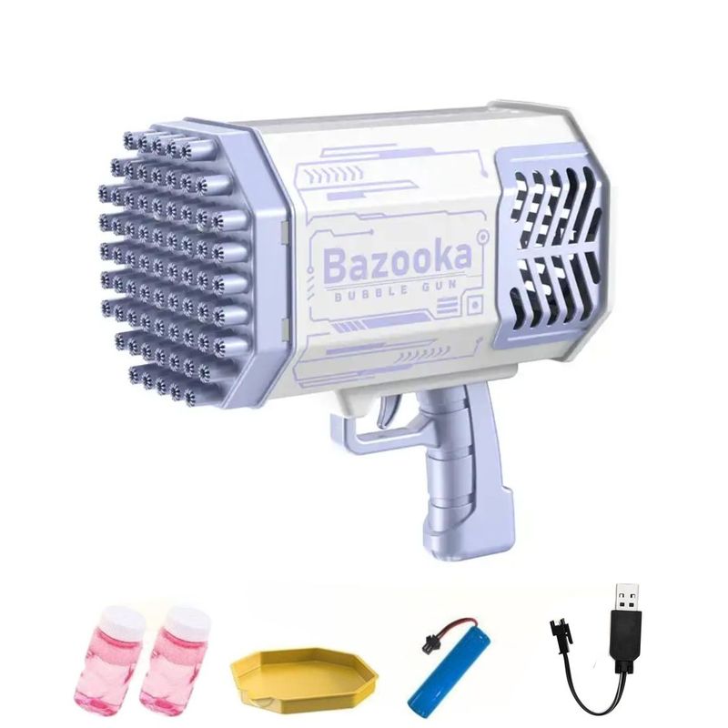 GENERICO - Pistola Lanza burbujas de 69 agujeros con luces Purpura