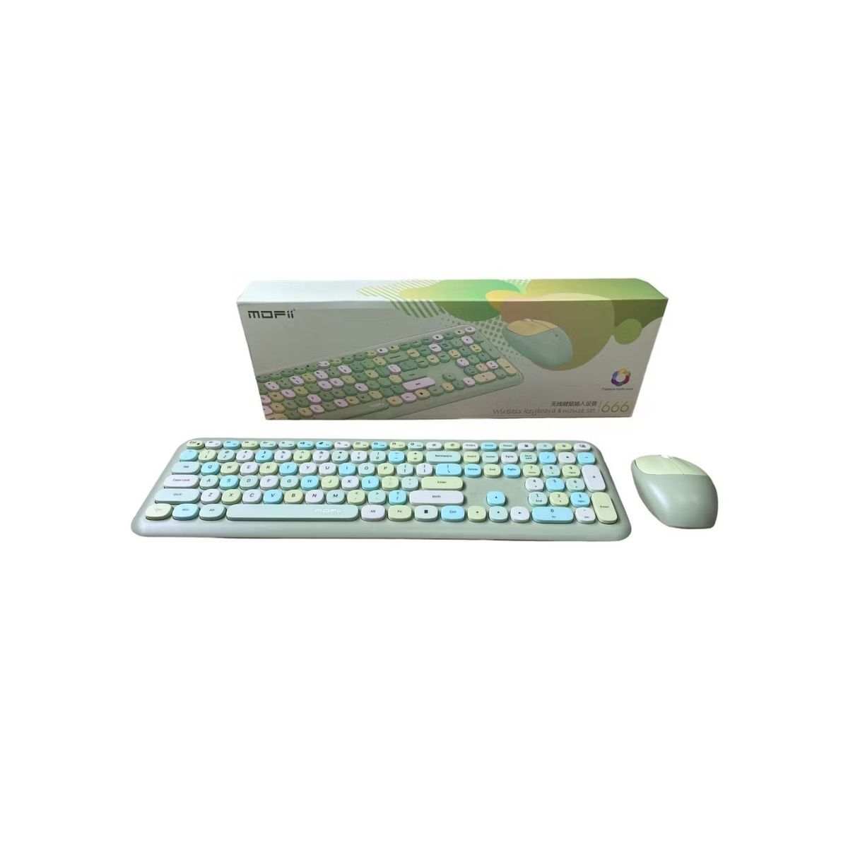 GENERICO - TECLADO Y MOUSE MOFII KIT INALAMBRICO PINK  VERDE  JADE