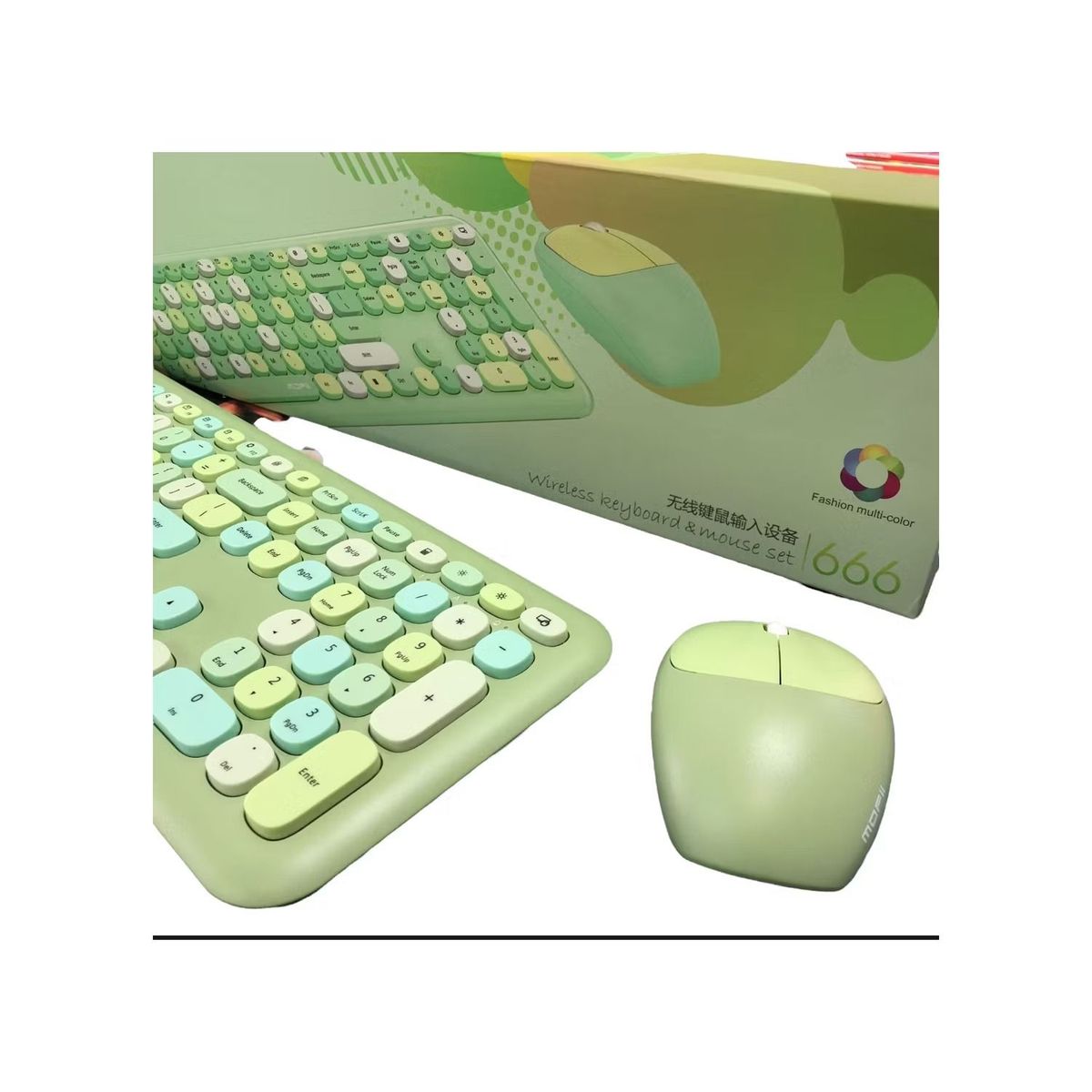 GENERICO - TECLADO Y MOUSE MOFII KIT INALAMBRICO PINK  VERDE  JADE