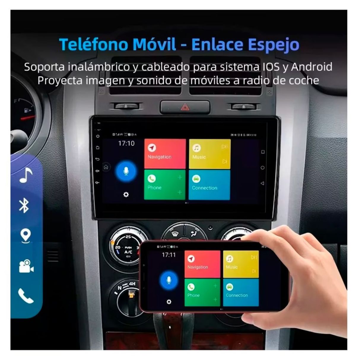 SEISA - AutoRadio Android Pantalla Táctil Radio Bluetooth Carro Con Wifi HD