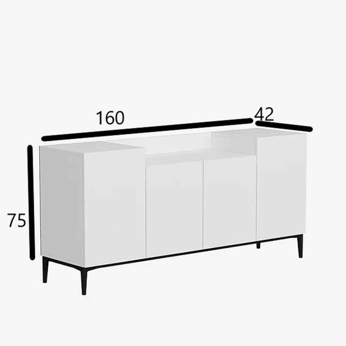 TU MESITA - Aparador funcional 4 puertas Barcelona color Blanco TU MESITA