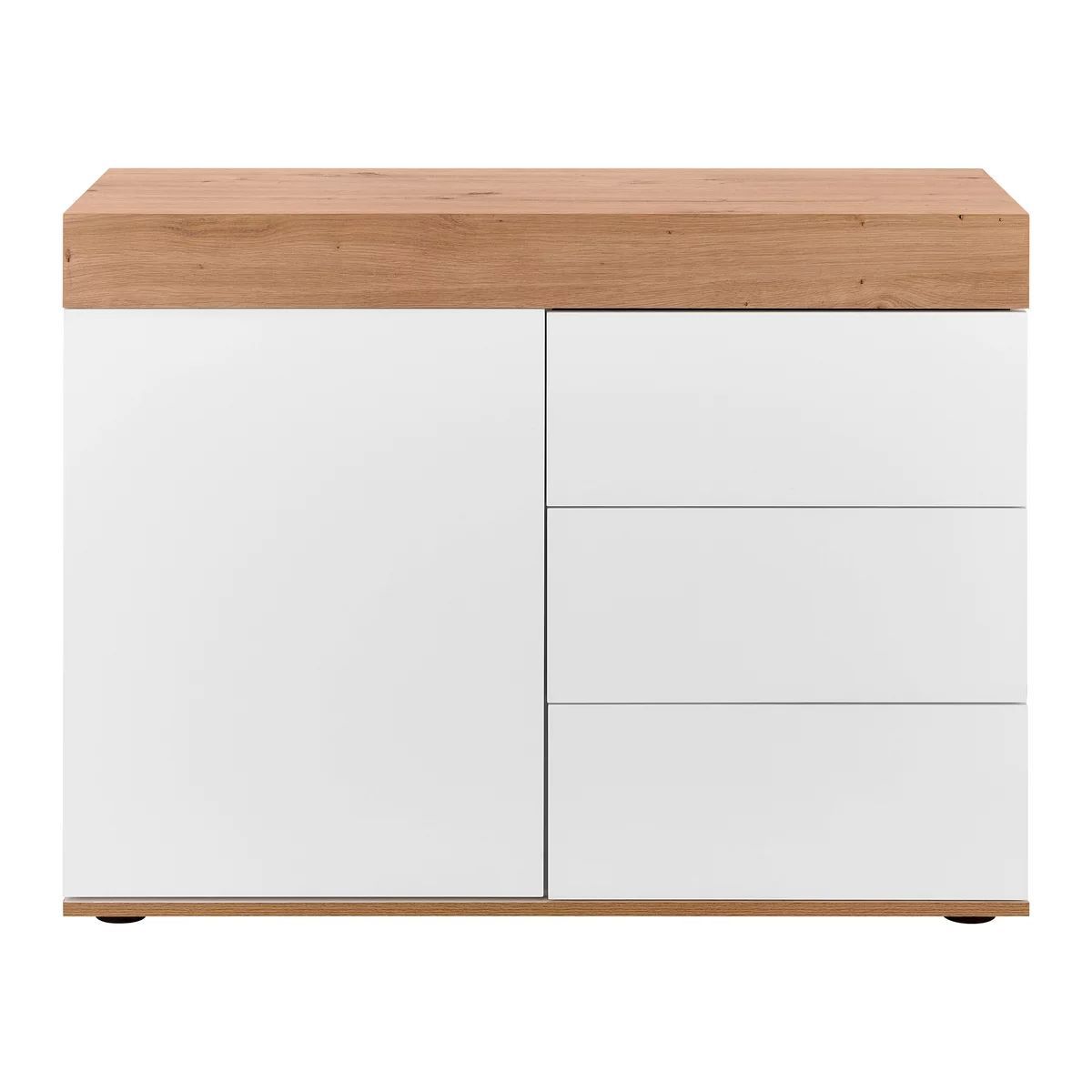 TU MESITA - Aparador clásico 3 cajones 1 puerta Dakota color BlancoDuna TU MESITA