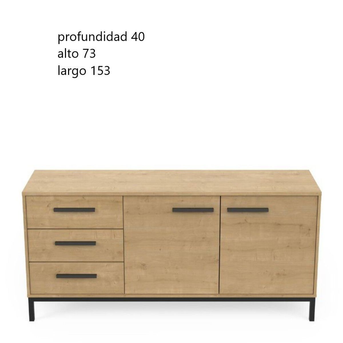 TU MESITA - Aparador largo 2 puertas 3 cajones Rosell color Haya TU MESITA