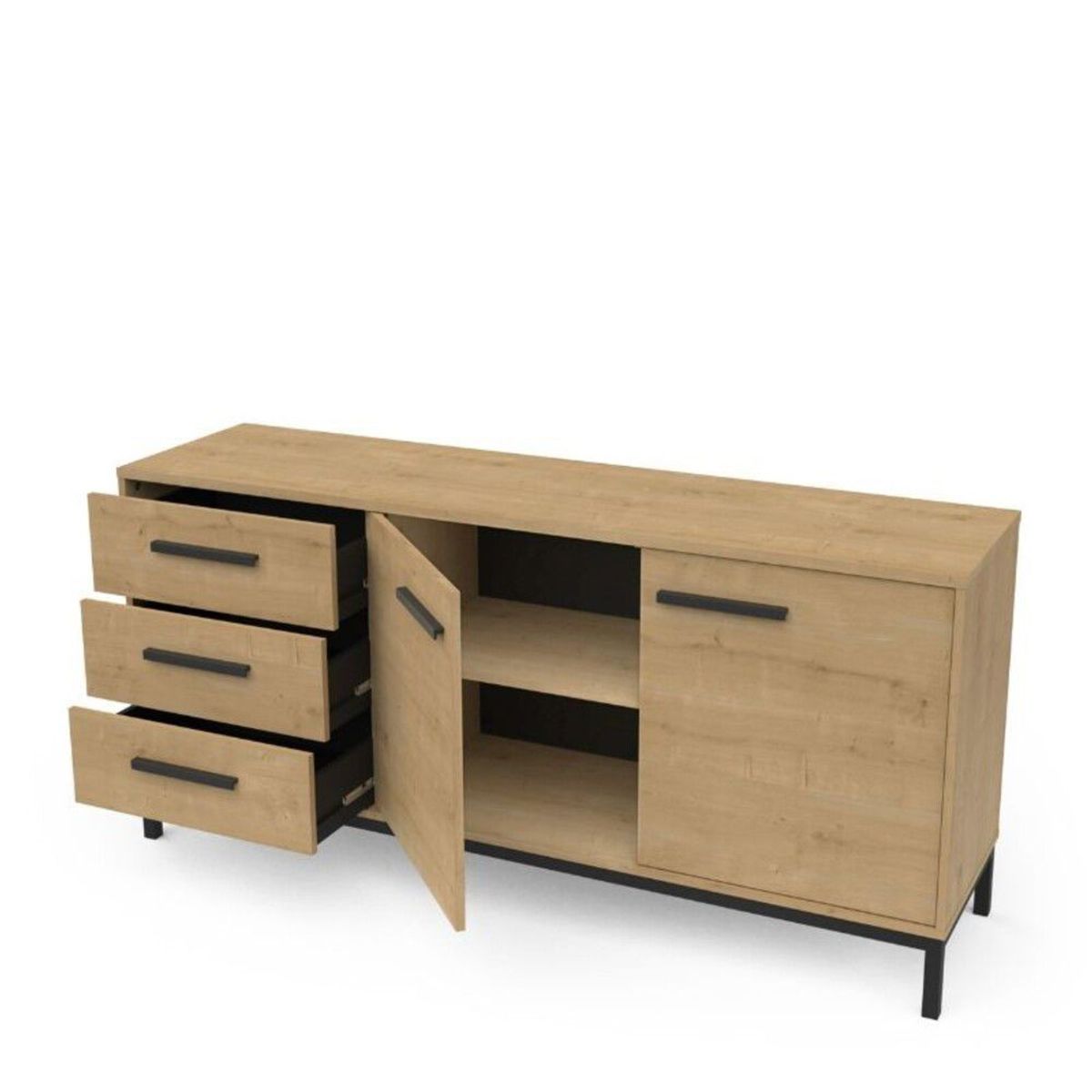 TU MESITA - Aparador largo 2 puertas 3 cajones Rosell color Haya TU MESITA