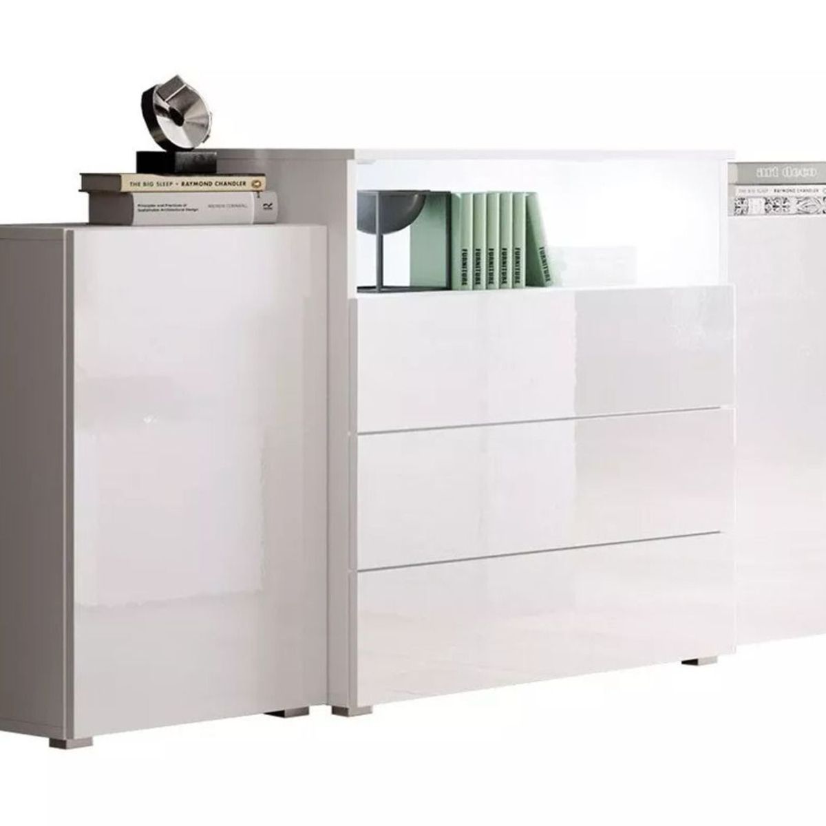 TU MESITA - Aparador recibidor 3 cajones 2 puertas Jacobo color Blanco TU MESITA