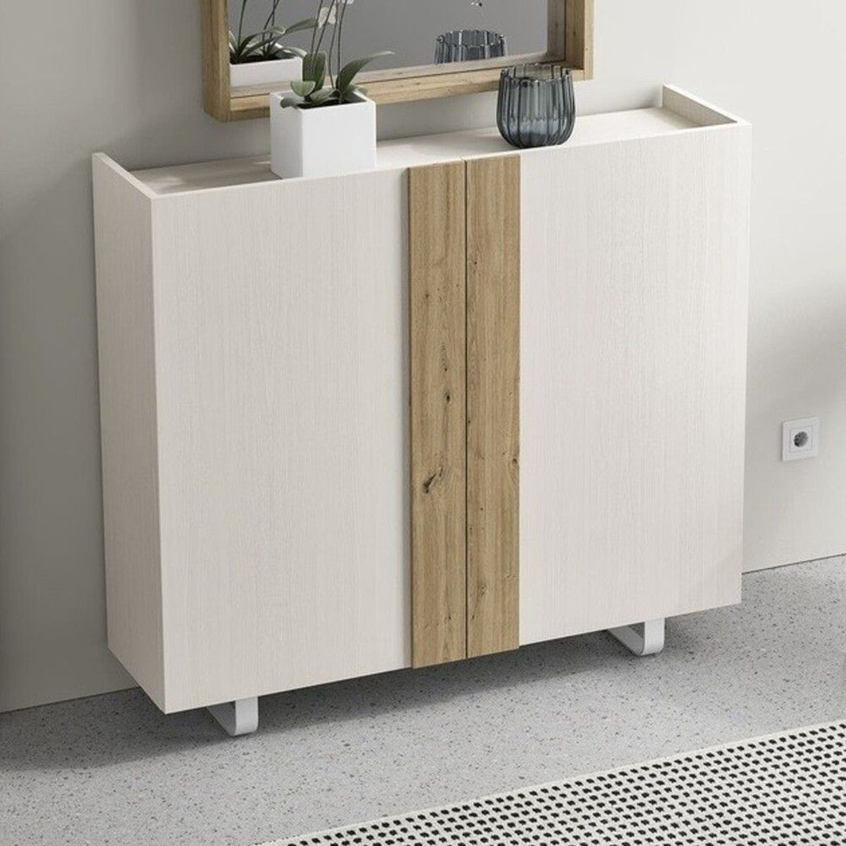 TU MESITA - Recibidor Moderno 2 puertas Matta color BlancoMacadamia TU MESITA