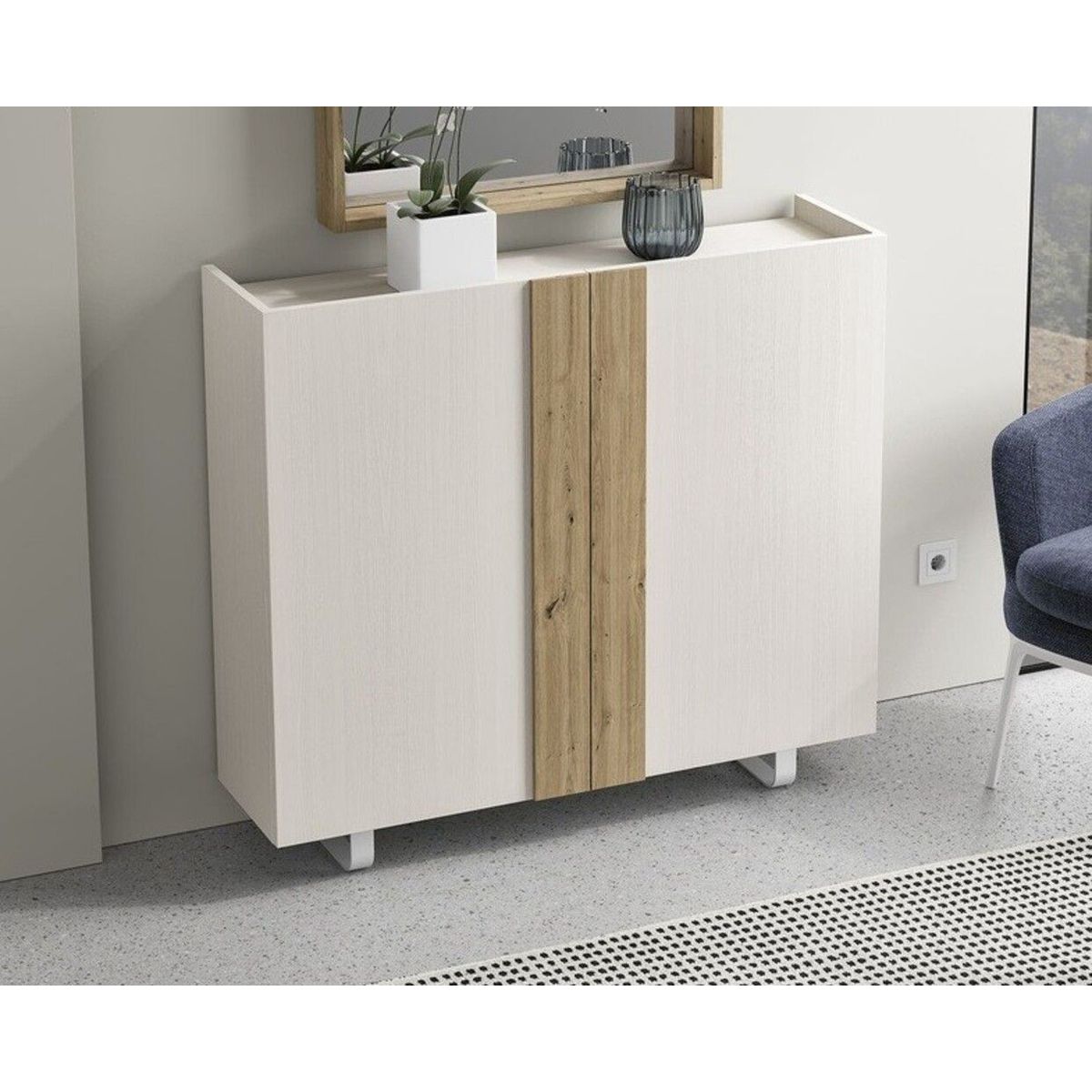 TU MESITA - Recibidor Moderno 2 puertas Matta color BlancoMacadamia TU MESITA