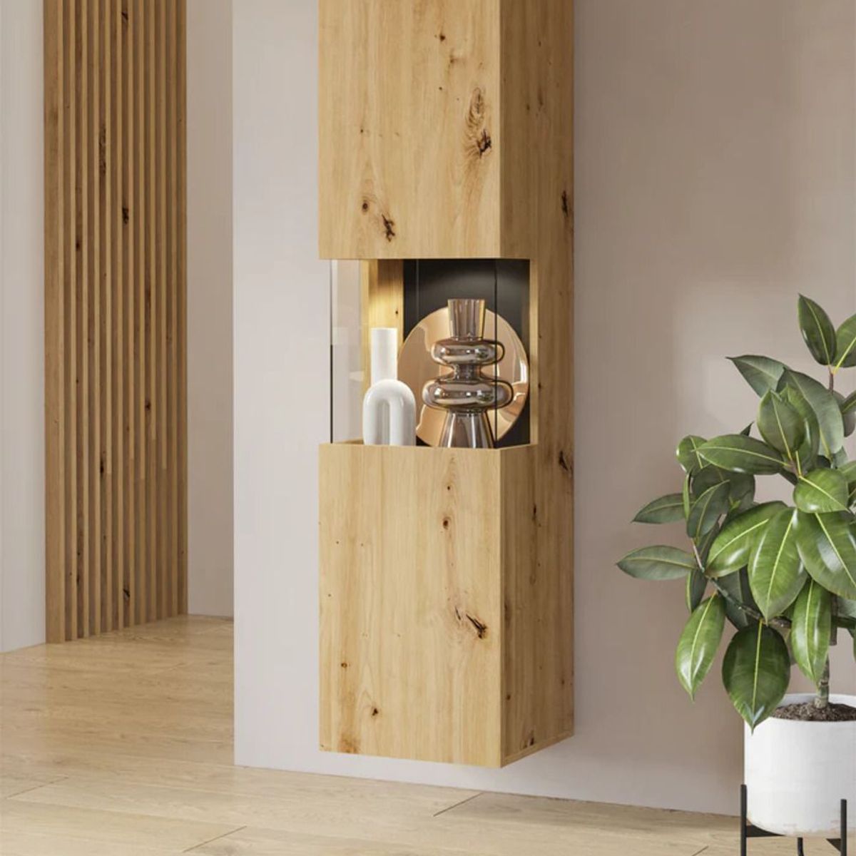 TU MESITA - Vitrina Alta Flotante Victoria color Duna TU MESITA