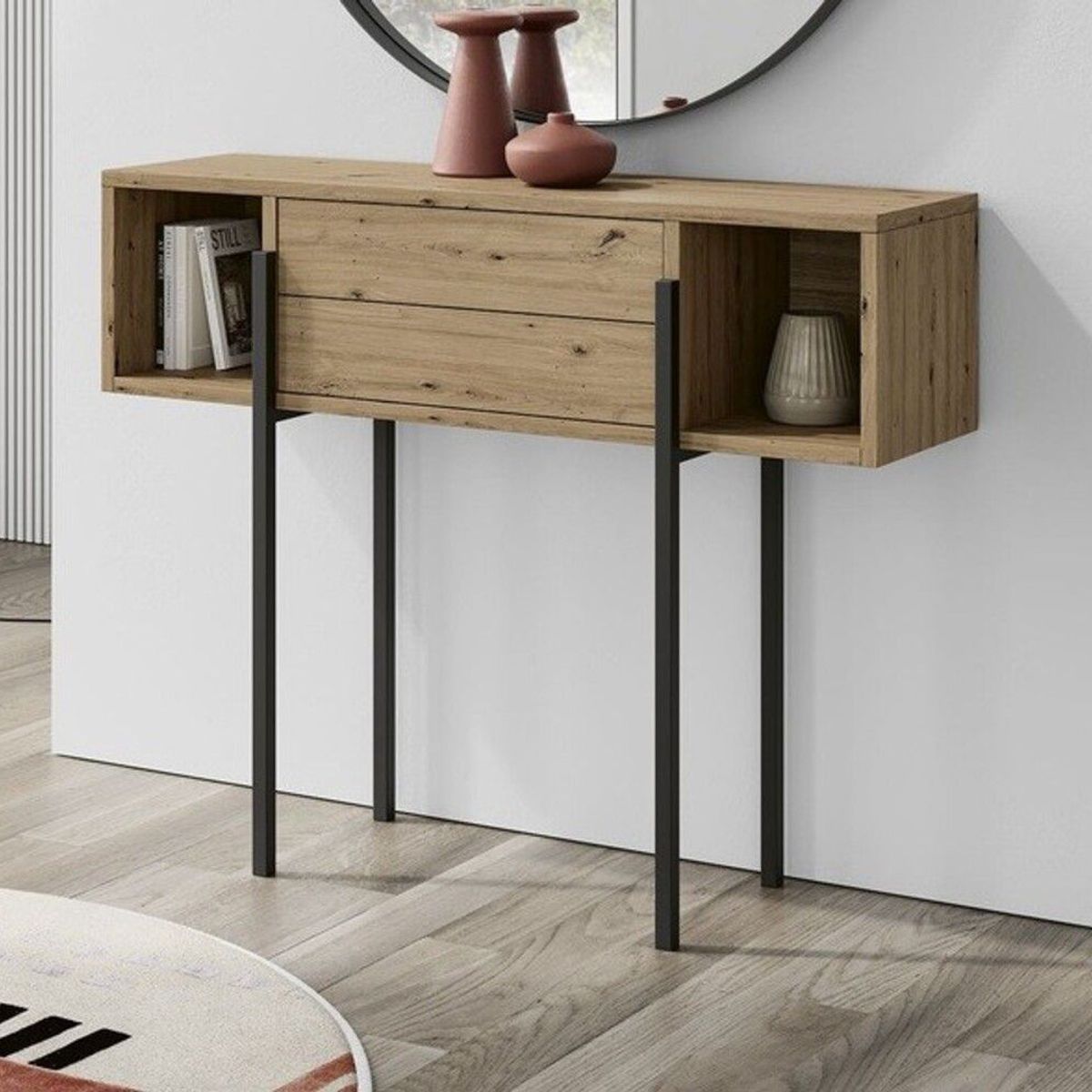 TU MESITA - Recibidor Rústico 2 cajones Everest color Macadamia TU MESITA