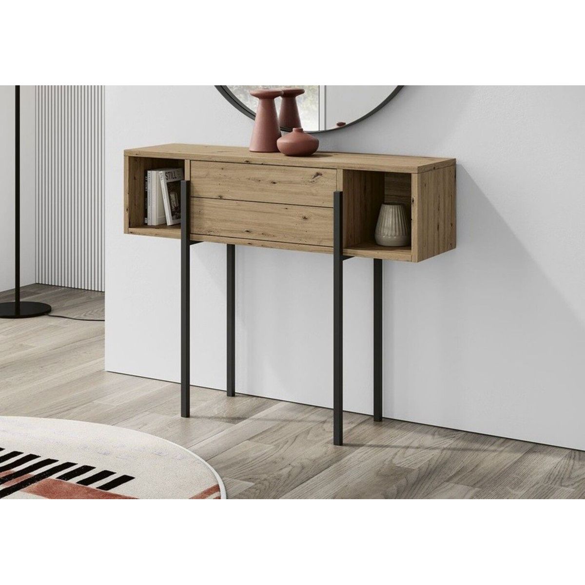 TU MESITA - Recibidor Rústico 2 cajones Everest color Macadamia TU MESITA