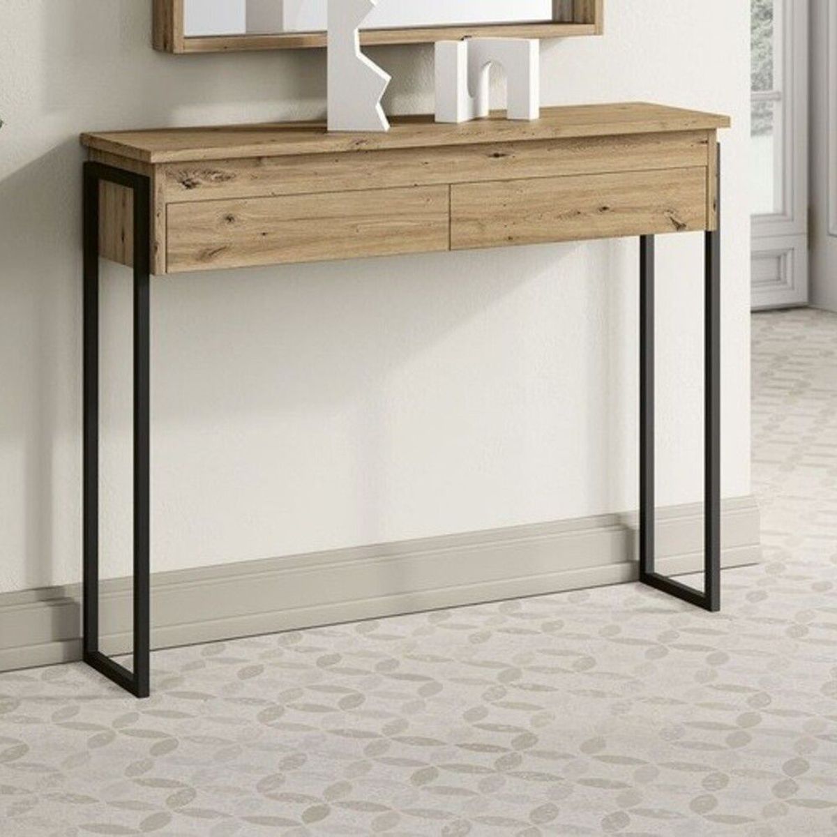 TU MESITA - Recibidor Rústico 3 cajones Shogun color Macadamia TU MESITA