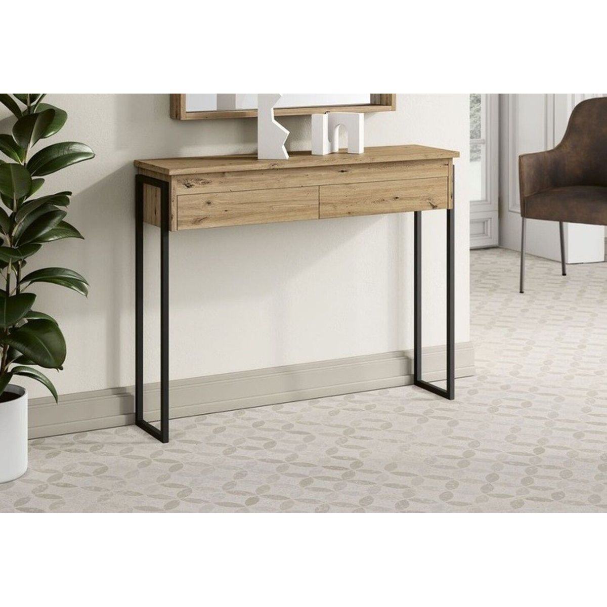 TU MESITA - Recibidor Rústico 3 cajones Shogun color Macadamia TU MESITA