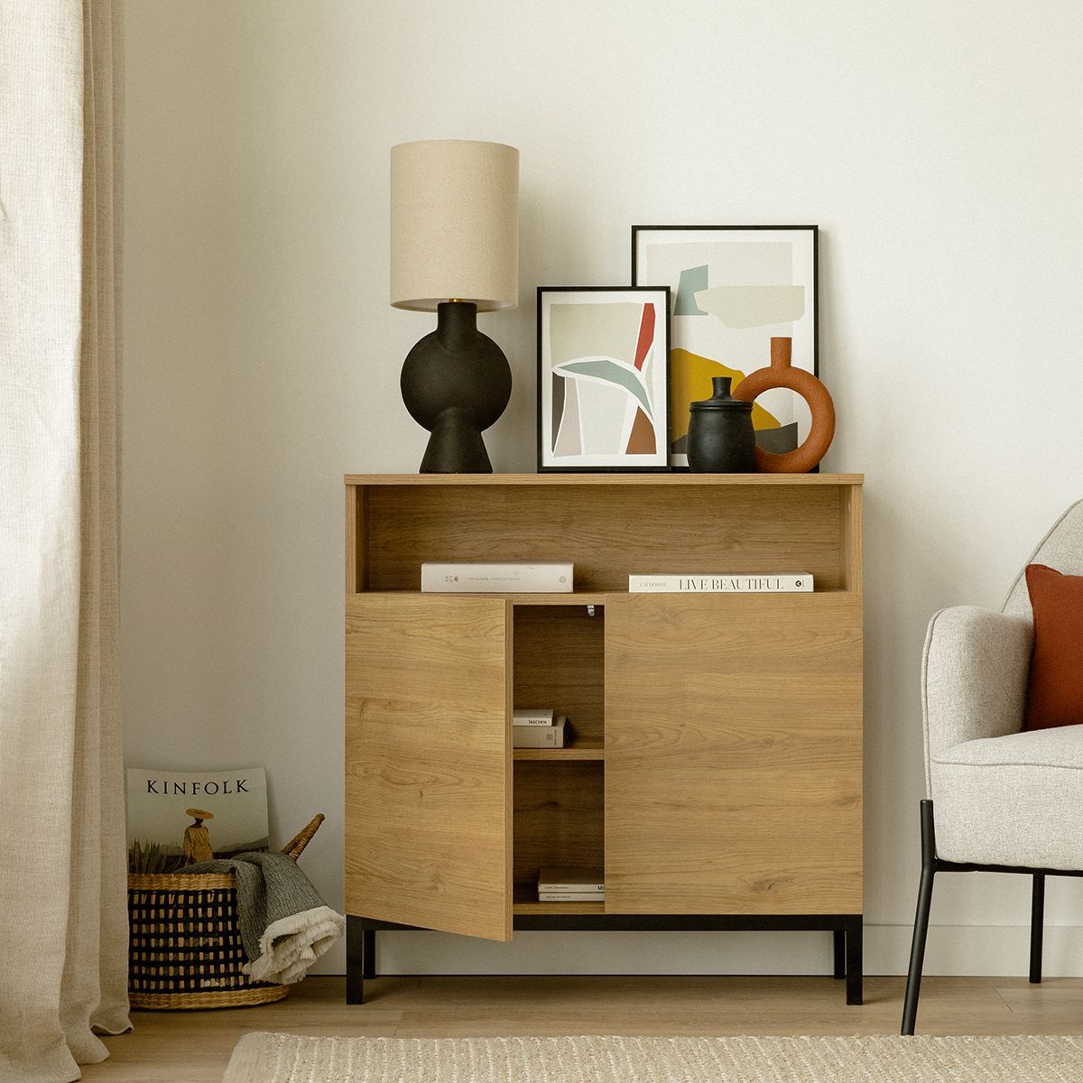 TU MESITA - Recibidor Rústico 2 puertas Palmer Color Duna TU MESITA