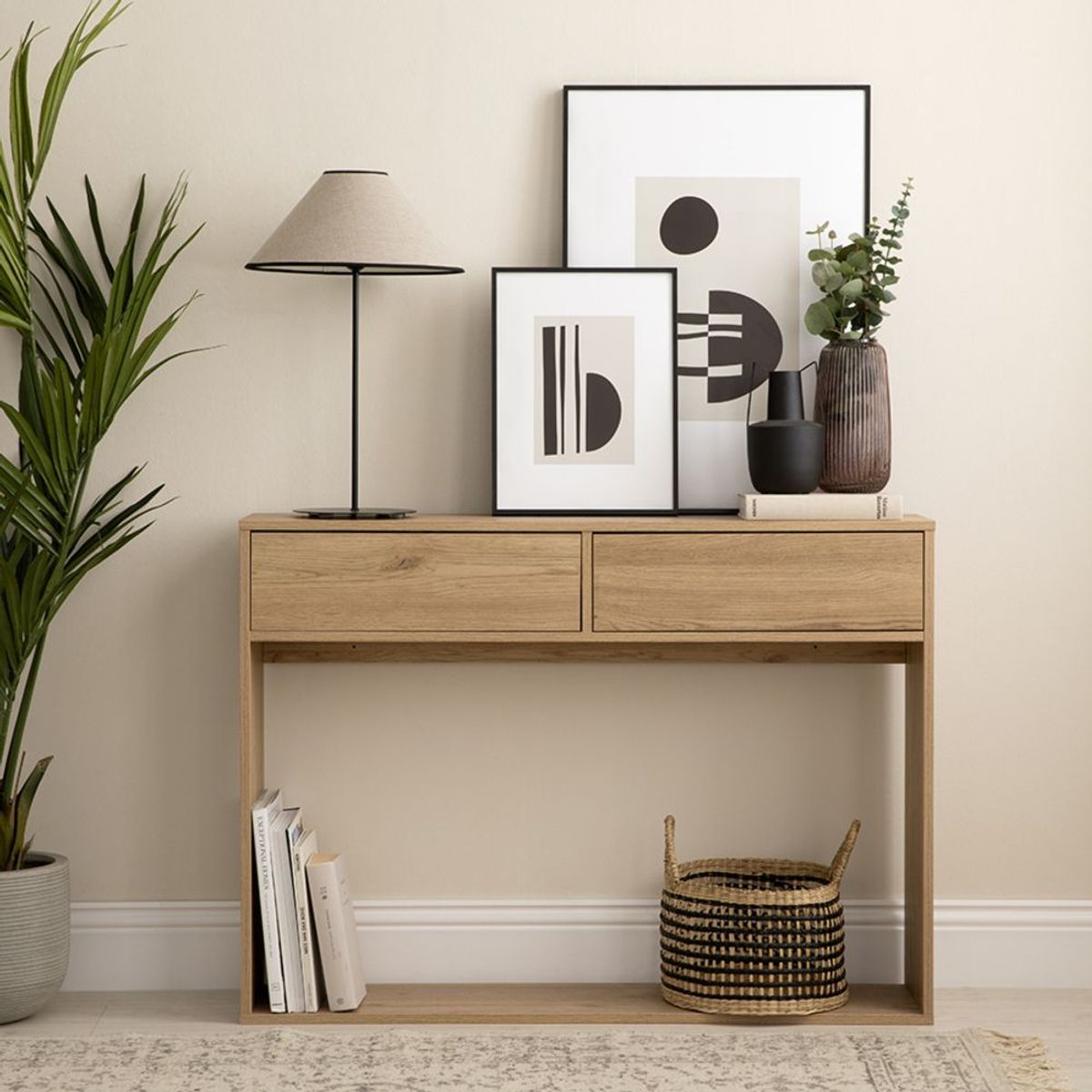 TU MESITA - Recibidor Rústico 2 cajones Denver color Haya TU MESITA