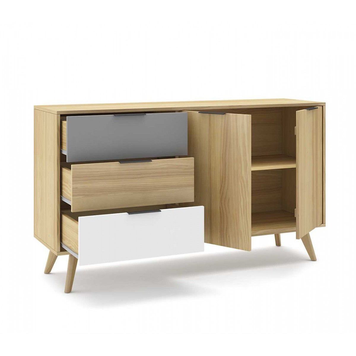 TU MESITA - Aparador Clásico 3 cajones 2 puertas Vialle color Haya TU MESITA