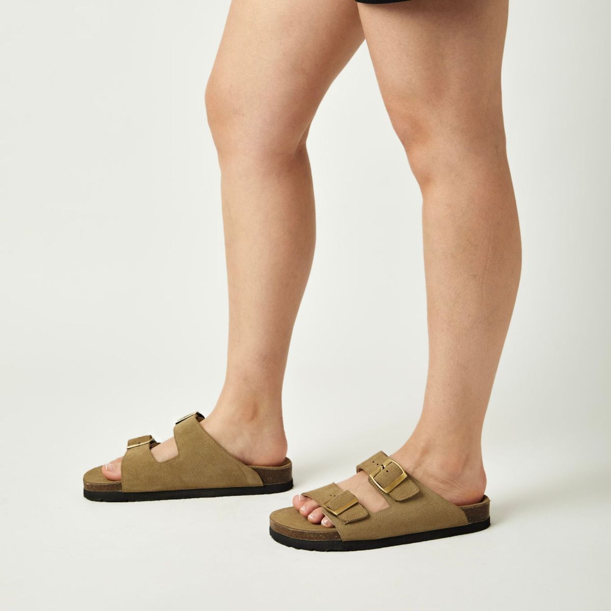 WHITE - Sandalia Honey de cuero color Olive Green