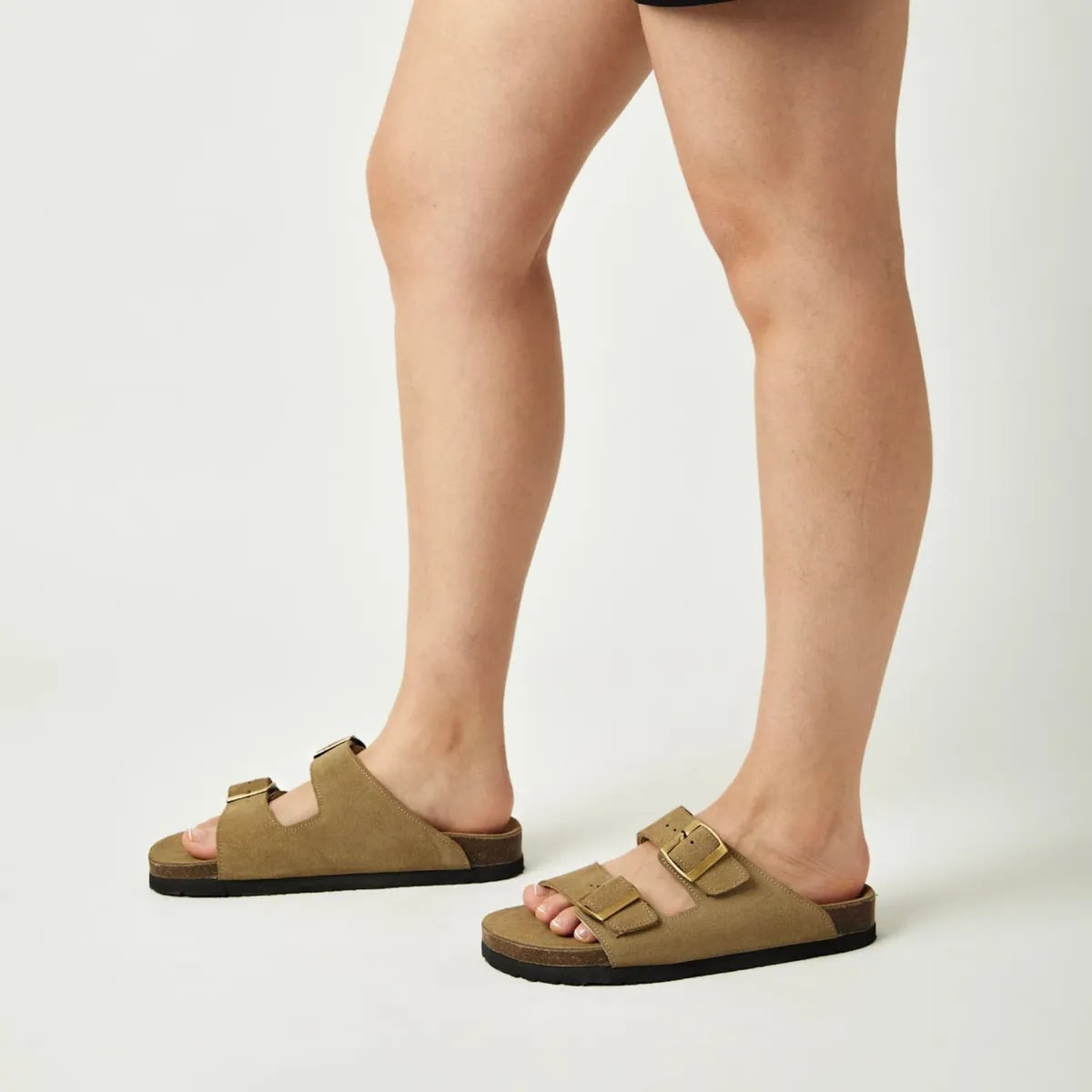 WHITE - Sandalia Honey de cuero color Olive Green