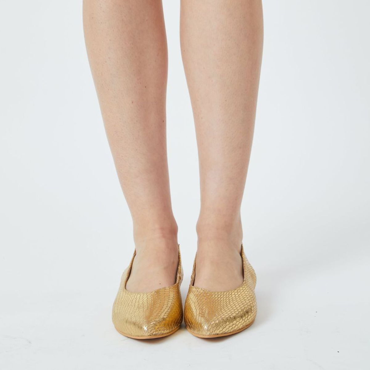 WHITE - Slingback Loli de cuero Gold