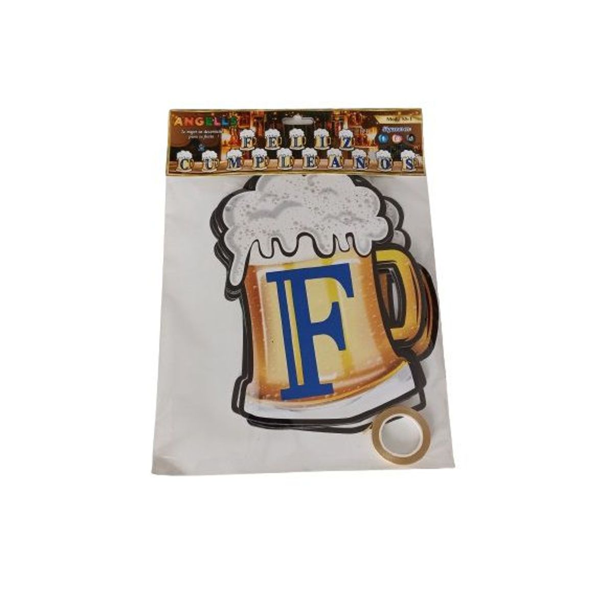 GENERICO - Cadeneta banner para hombre cerveza feliz cumpleaños