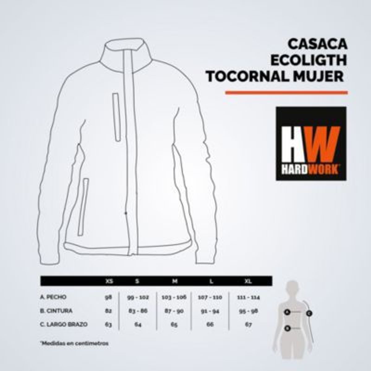 HARDWORK - CASACA HW ECOLIGTH TOCORNAL MUJER NEGRO