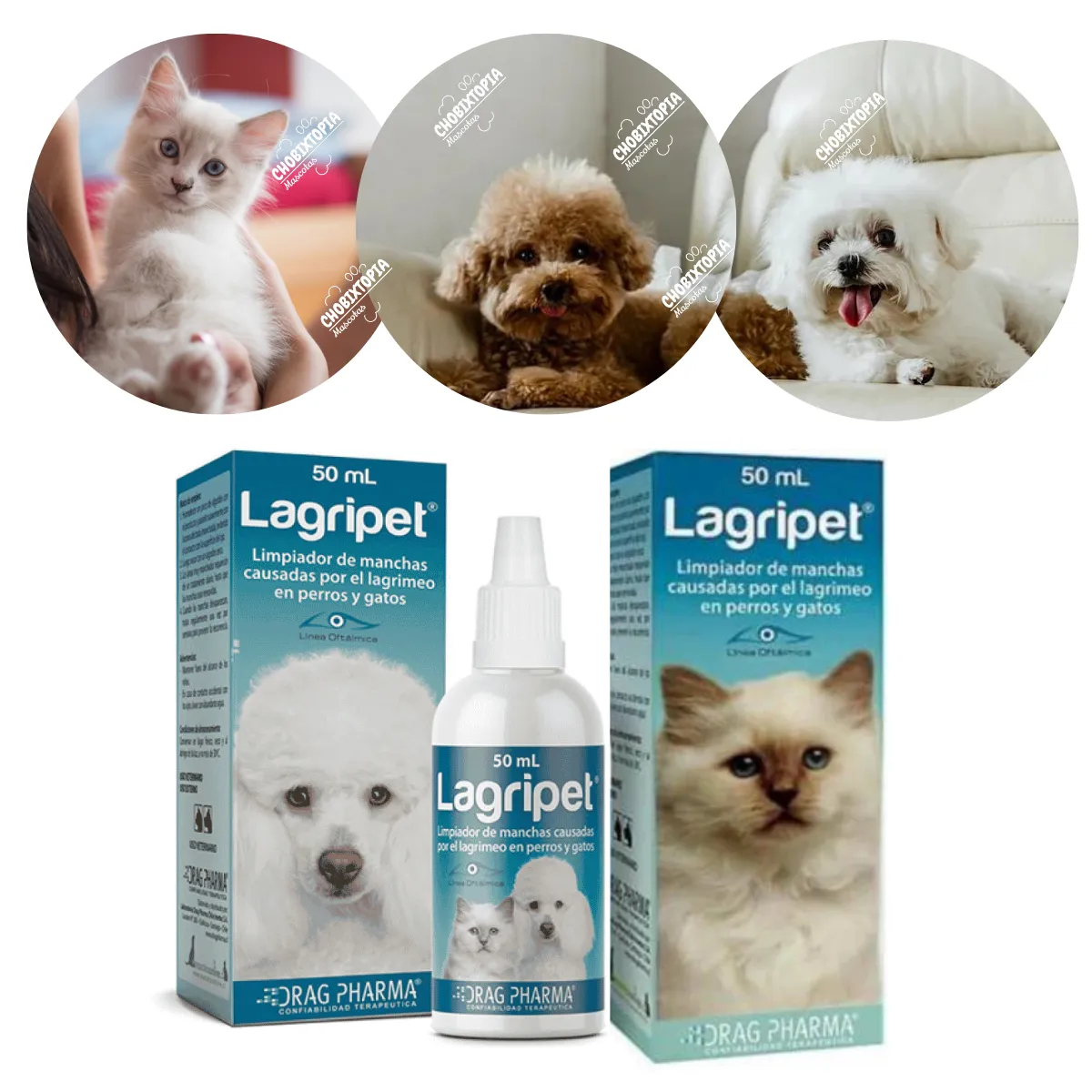 DRAG PHARMA - LAGRIPET- REMOVEDOR DE MANCHAS CAUSADAS POR LAGRIMAS MASCOTA-PERRO GATO