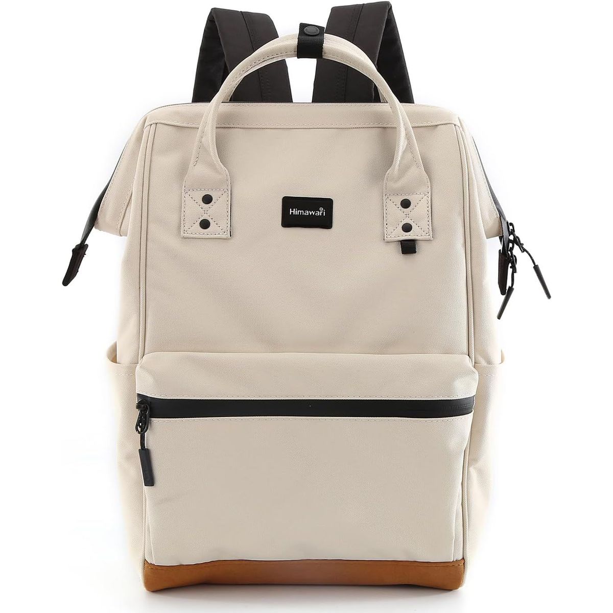 HIMAWARI - Himawari-Mochila Unisex escolar de viaje con puerto USB Blanco Marfil