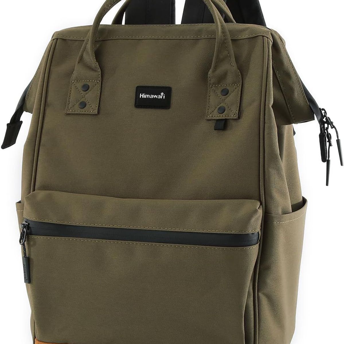 HIMAWARI - Himawari-Mochila Unisex escolar de viaje con puerto USB Verde Militar
