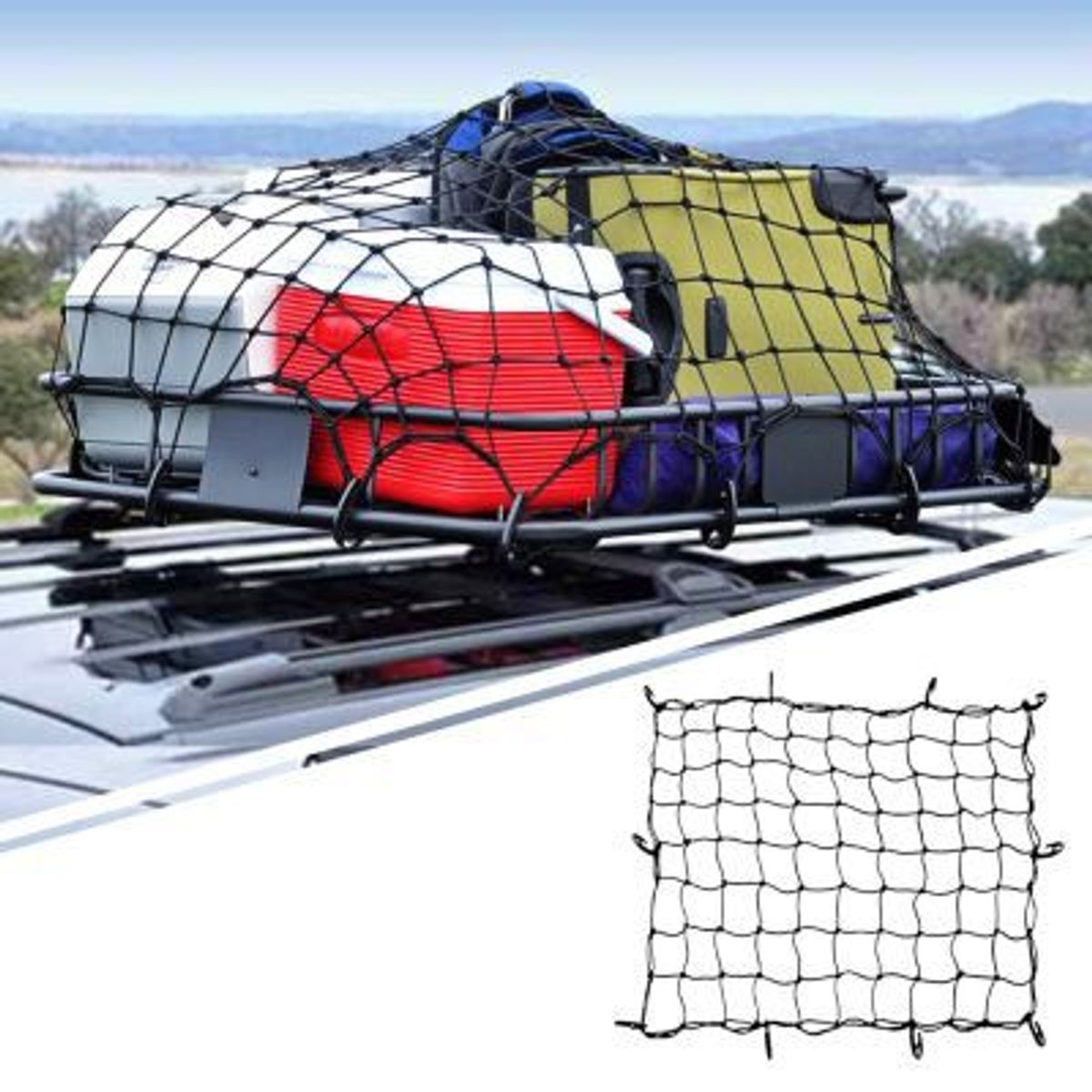 TECGO - MALLA ELASTICA PARA EQUIPAJE 12 GANCHOS 120X150