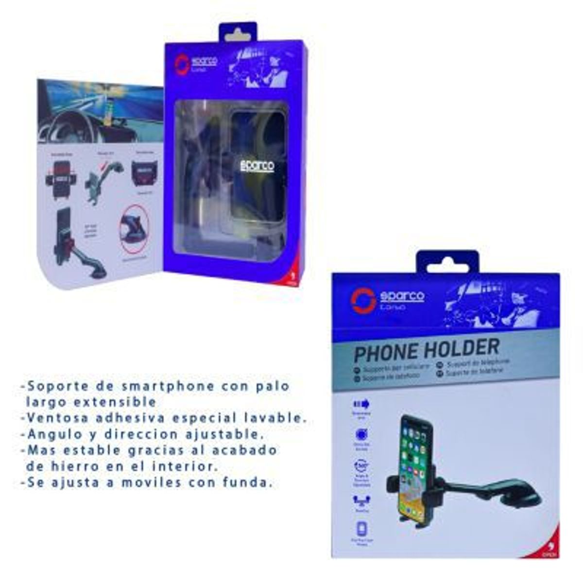 SPARCO - HOLDER EXTENDIBLE CELULAR SPARCO PARABRISA O TABLERO SP195CB