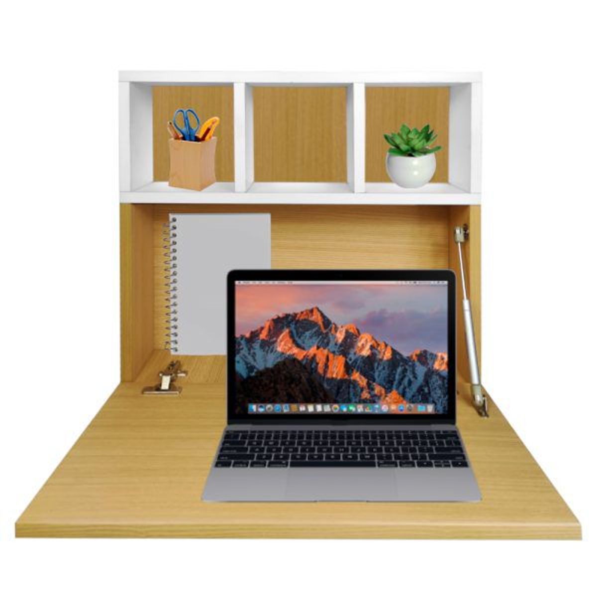 GENERICO - ESCRITORIO PLEGABLE PARA PARED MINIMALISTA  FONDO ROBLE