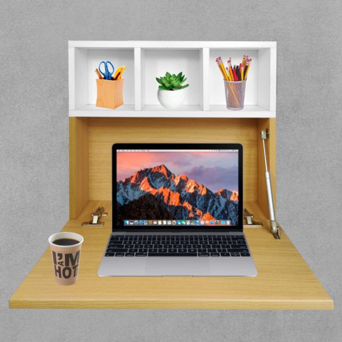 GENERICO - ESCRITORIO PLEGABLE PARA PARED MINIMALISTA  FONDO BLANCO