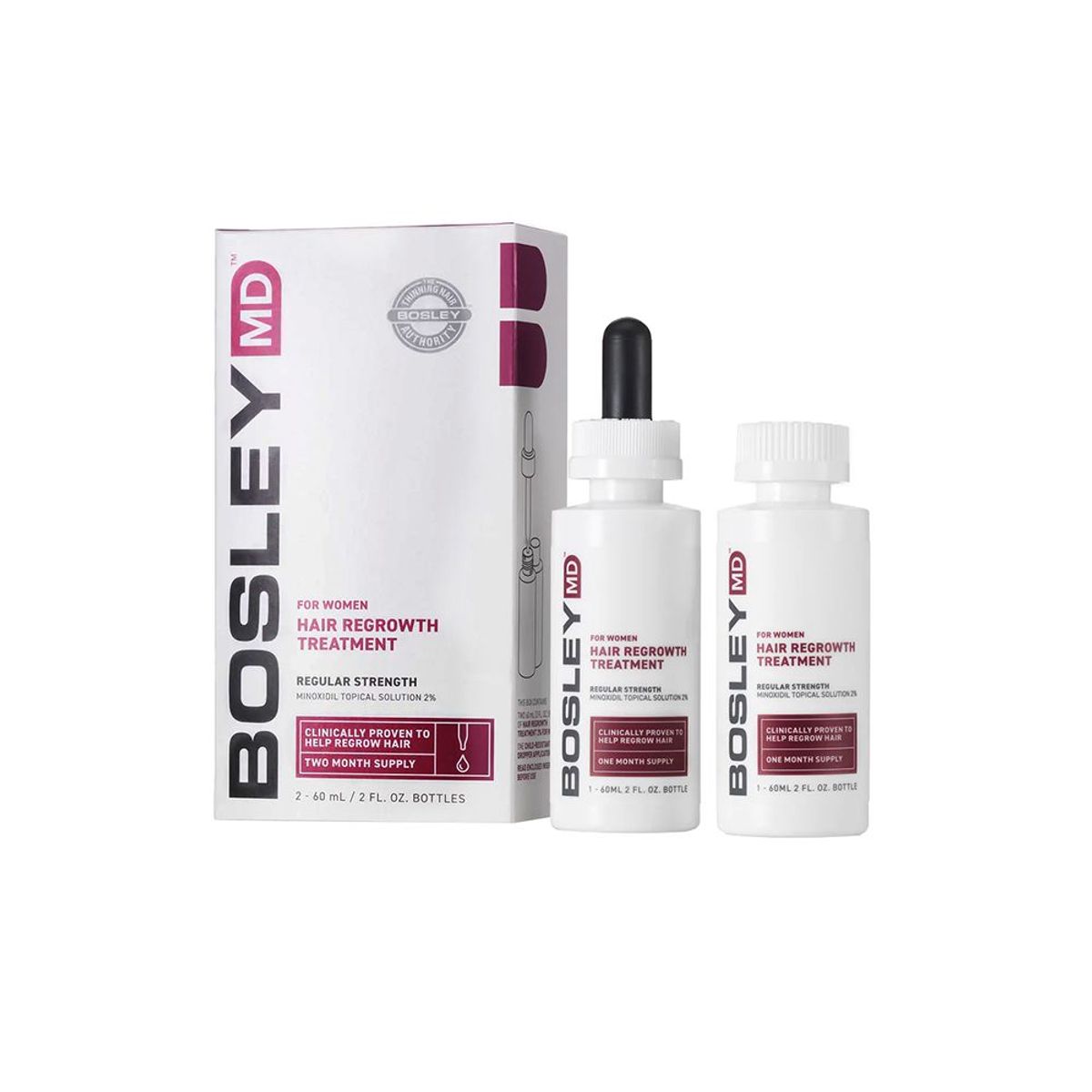BOSLEY - Minoxidil 2% Tratamiento Caída Cabello MUJER Bosley