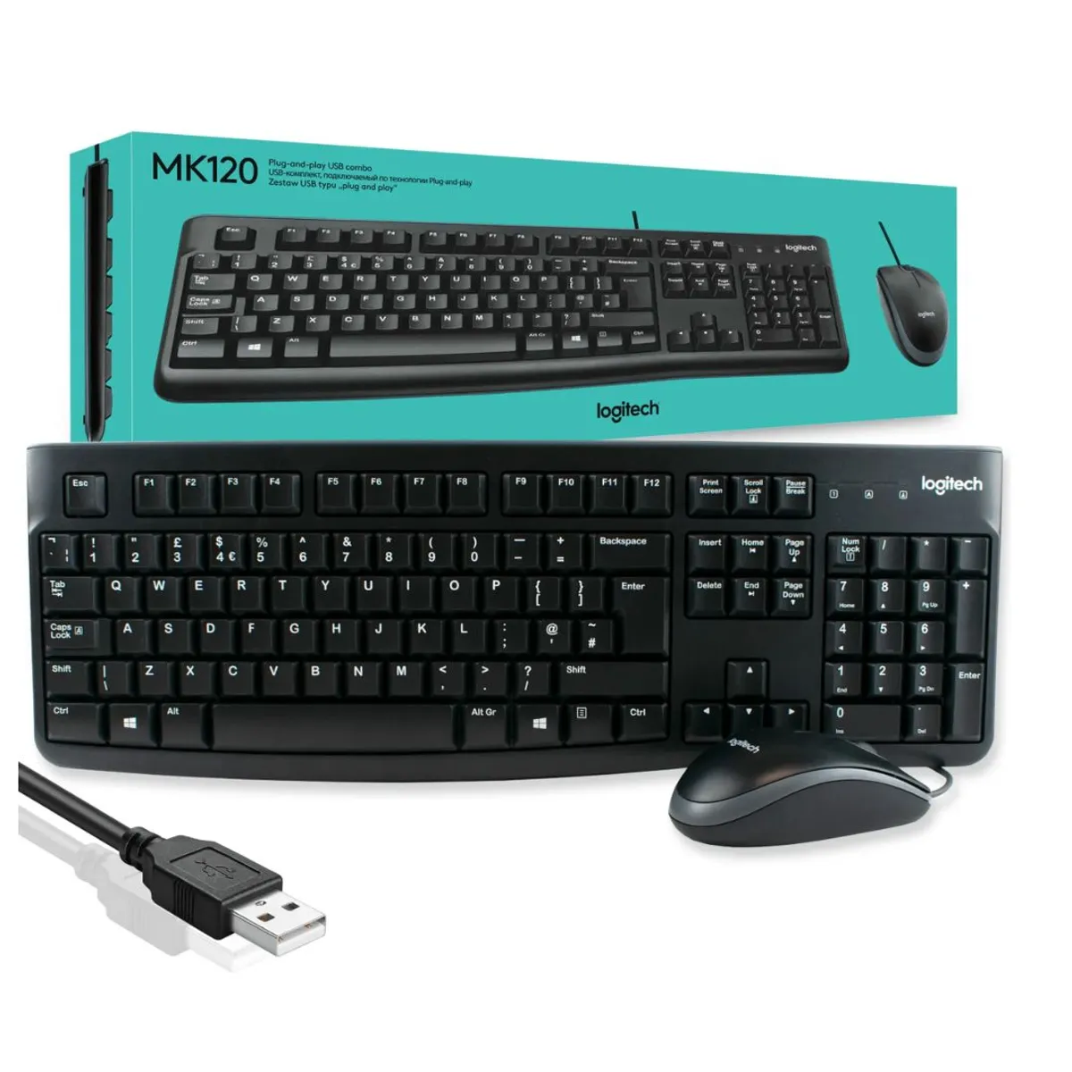 LOGITECH - TECLADO LOGITECH + MOUSE MK120 USB SP NEGRO