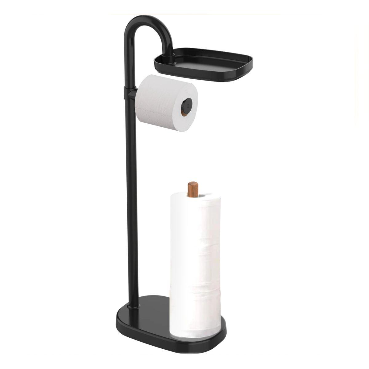 KOTIINI - Porta papel higiénico con repisa Kotiini negro