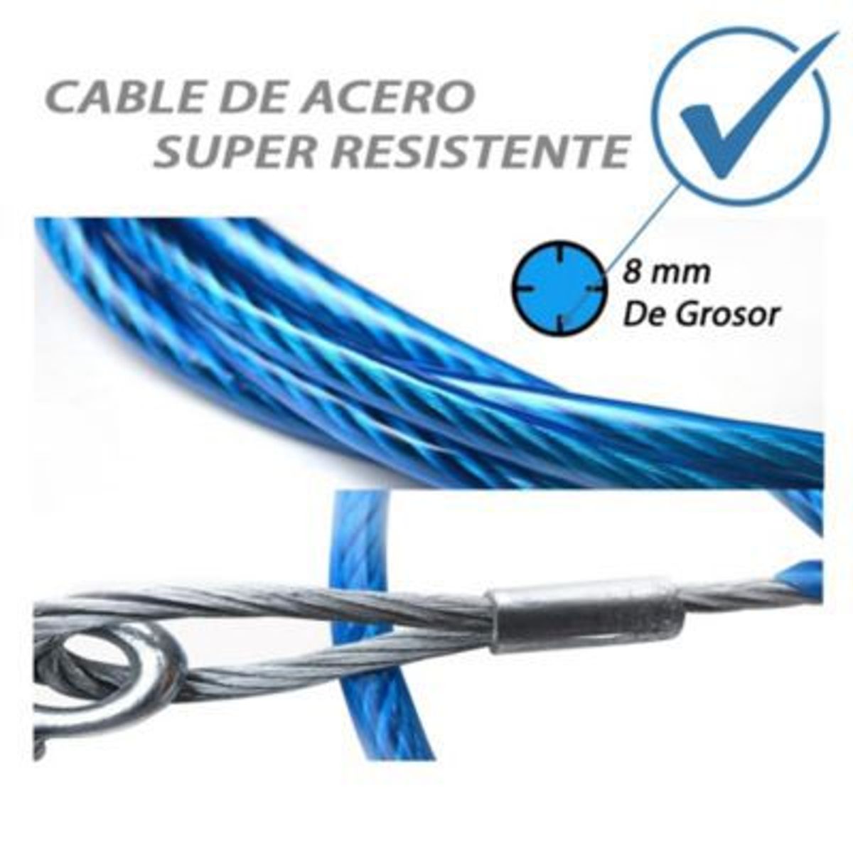 GENERICO - CUERDA DE REMOLQUE ACERO 8MM 4METROS 5 TONELADAS