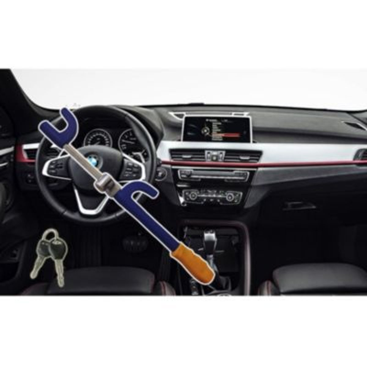 GENERICO - Seguro de timon auto traba volante antirrobo vehiculo