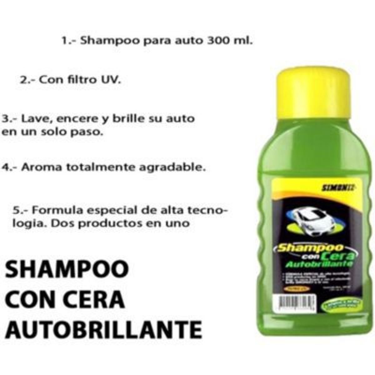 GENERICO - Shampoo de auto con cera 300ml simoniz lavado limpieza