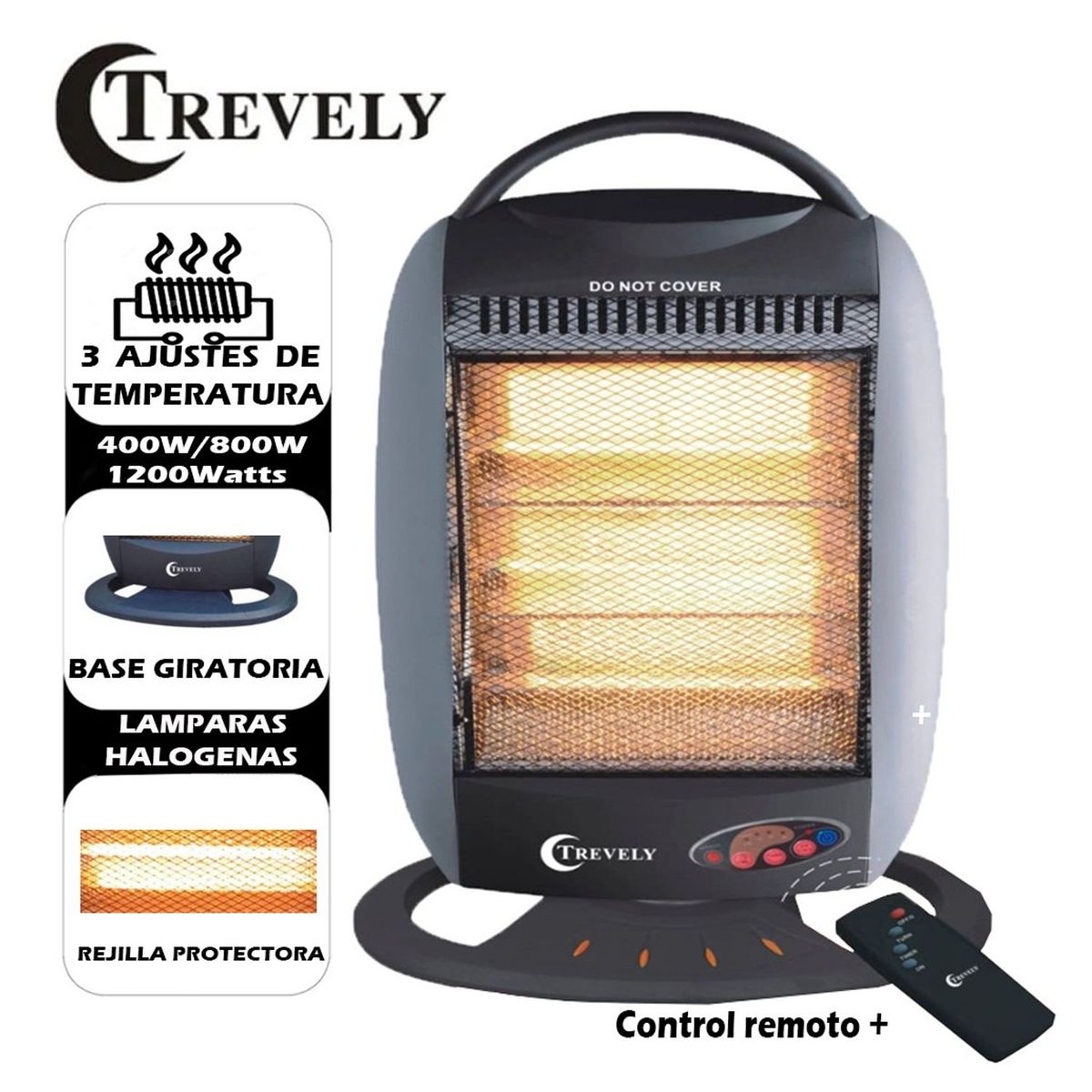 TREVELY - Calefactor Eléctrico Halógeno Control TCH-030